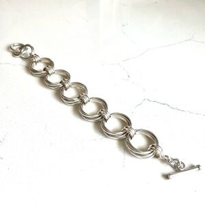 Silpada B1235 Retired 925 Sterling Silver Circle Link adjustable Toggle Clasp
